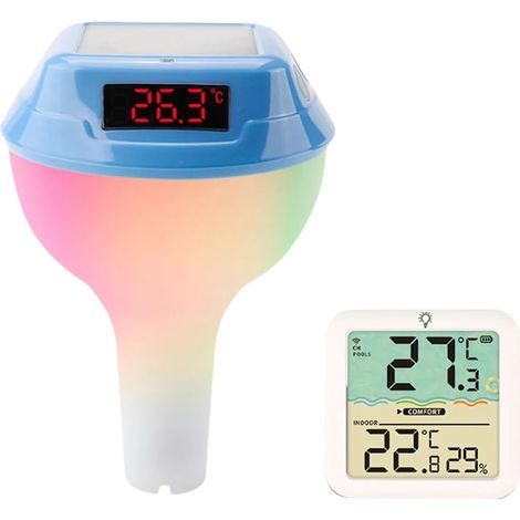 Thermomètre à Eau Thermomètre De Piscine Flottant À Affichage LED, Alimenté Par Énergie Solaire, Moniteur De Température De La Baignoire, Fournitures De Piscine(Style B) (1/4)