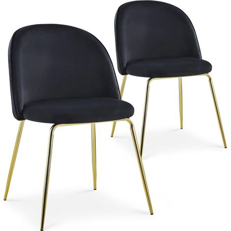 Lot de 2 Chaises Design en Velours "Lia" 79cm Noir (1/5)