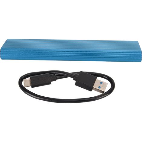 Disque dur externe M.2 NGFF 10 Gbit/s, interface USB-C en alliage d'aluminium, 128 Go bleu pour PC portable, bureau et AIO (1/5)