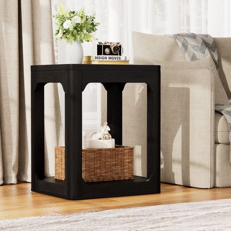 Lot de 2 tables de chevet - 50x40x60cm - étagères double rangement - bout de canapé moderne salon chambre - Noir (1/5)
