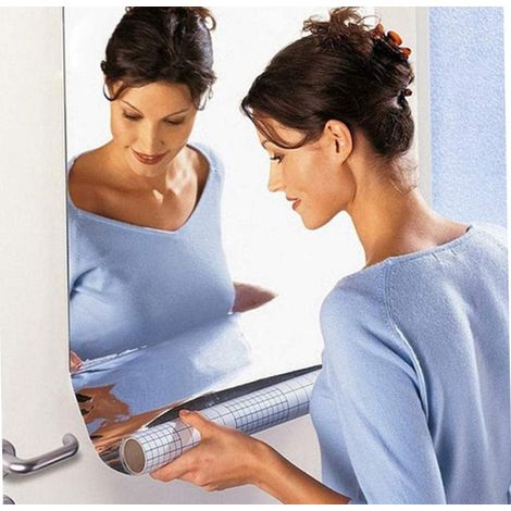 Plaque de miroir flexible autocollante en plastique 50 x 200 cm - sans verre - pour la décoration de la maison - 0,2 mm dépaisseur (1/5)