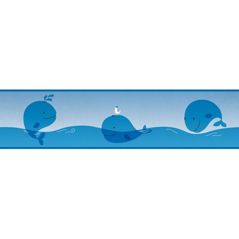 A.S. Création Ocean Friends 403721 Papiertapete Kinderzimmer 5 x 1.55 m Blau Wohnzimmer Schlafzimmer Büro (1/5)