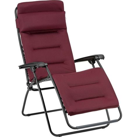 Fauteuil Relax Transat Jardin - Chaise Longue Matelassé Zéro Gravité - Rsx Clip - Aircomfort® - Rouge Bordeaux - Lafuma Mobilier