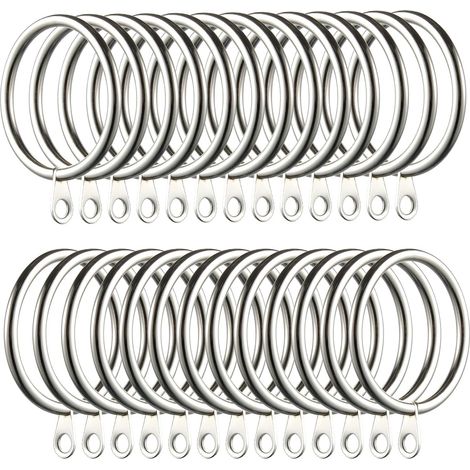 60 Stück Metall Vorhangringe 38mm Innenmaß Silber, Aufhängeringe für Gardinenstange Dekoration