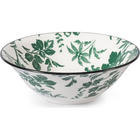 Coupe Margaret en porcelaine décorée verte Ø20,5 cm - Lavable au lave-vaisselle et passe au micro-ondes - Bol élégant pour un usage quotidien