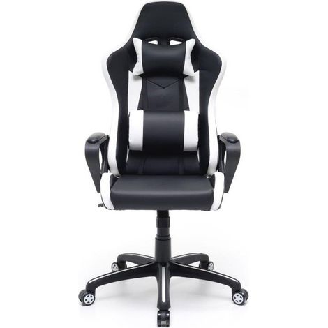 Poltrona Gaming Professionale Bianca con Ruote Girevoli Antiscivolo - Dimensioni: 63x63xH118 (126) cm