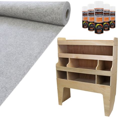 11qm Silbergrau Teppich-Verkleidung Super Stretch mit Kleber & VW Transporter Regalsystem
