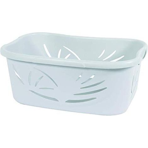 Cesto de ropa Flora ergonómico de 37 litros, blanco cerusé - Eda