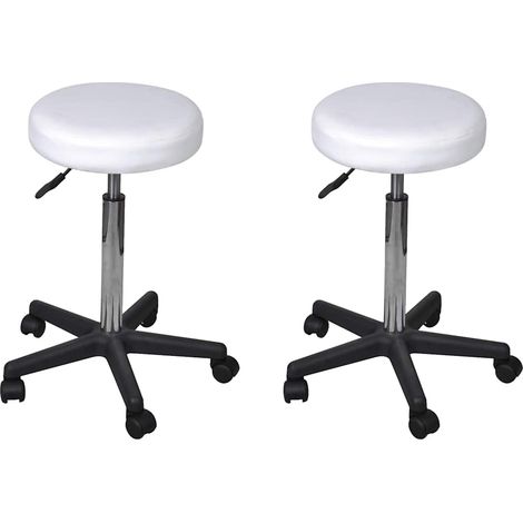 vidaXL Tabourets de bureau lot de 2 Blanc 35,5x84 cm Similicuir (1/5)