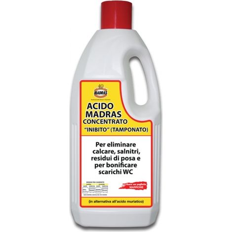 ACIDO CONCENTRATO MADRAS per eliminare salnitri, calcare, residui di posa 2 lt