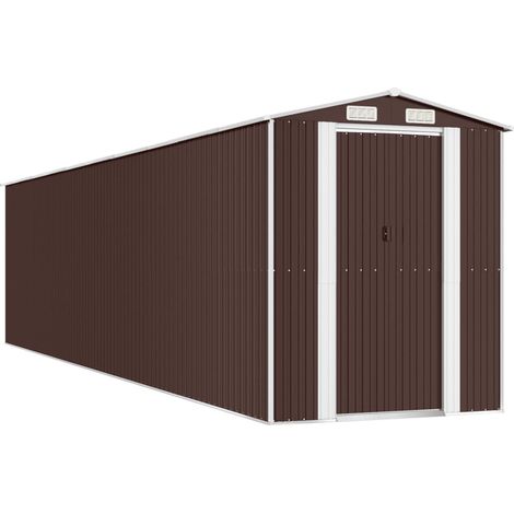 Maison Exclusive - Cobertizo jardín acero galvanizado marrón oscuro 192x855x223 cm (1/5)