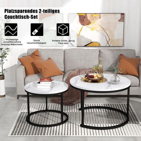 Runder Couchtisch 2er Set Satz Couchtisch Wohnzimmer Runder geschachtelter Beistelltisch 2 Runder Beistelltisch (1/5)