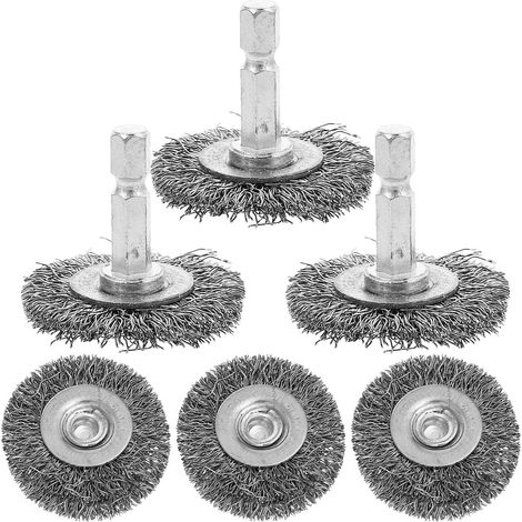 6pcs Brosse Métallique pour Perceuse Manche Hexagonal, Fil D'acier Cuivré, Enlèvement Rapide des Saletés, Finition de Surface Lisse pour Nettoyage et Polissage (1/5)