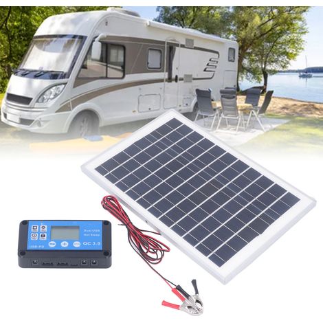 50W 18V Solarmodul-Set mit MPPT-Laderegler, wasserdicht, 3 Meter Batterieklemme für Wohnmobil, Boot, Anhänger, Camper