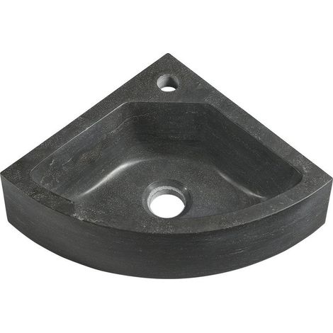 BLOK Lavabo d'angle en pierre 30x30cm, noir anthracite (1/4)