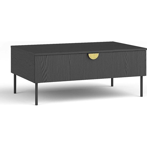 AX LIVING Couch Tisch Brunelli 100 Schwarz Holzoptik goldenem Griff