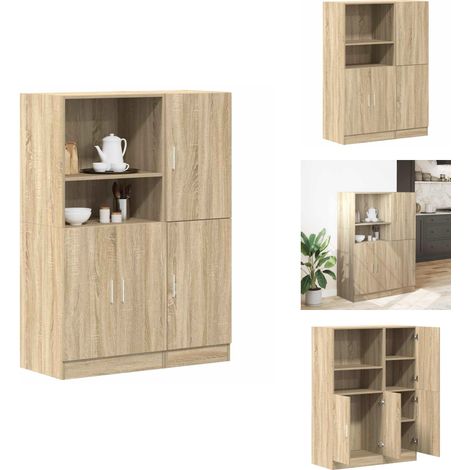 2-tlg. Küchenschrank-Set Sonoma-Eiche Holzwerkstoff - Küchenschrank Set - Küchenschrank Sets - Küchenschrank - Schrank (1/5)