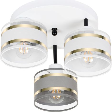 Plafoniera bianca con paralumi, in metallo industriale, 3xE27, illuminazione LED moderna per soggiorno, cucina, camera da letto, cameretta dei bambini, loft (1/5)