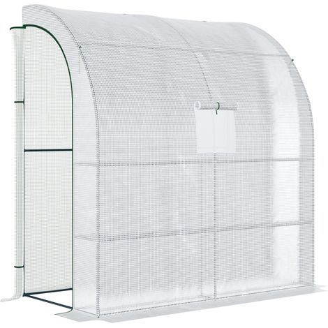 Invernadero de jardín de PE con ventanas de malla y puertas enrollables, blanco 200 x 100 x 215 cm (1/5)