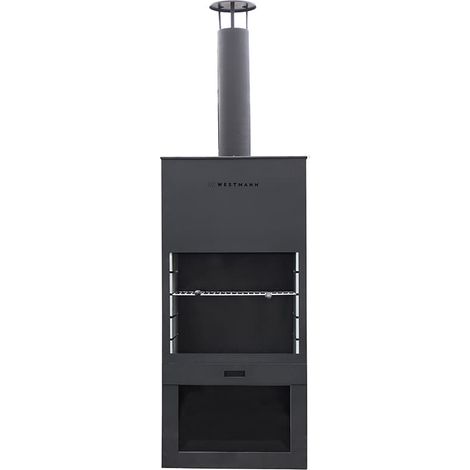 Westmann – Barbecue en acier noir pour terrasse – Poêle d'extérieur avec fonction gril – Dimensions 41x70x229 cm – Résistant aux intempéries