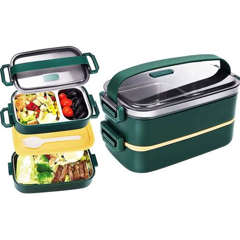 Boîte à bento étanche, empilable en acier inoxydable, 2 (1/5)