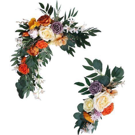 Künstliche Rosenblattgirlande, Rattan-Blumenarrangements, Hochzeitskulisse, Bogen- und Wanddekoration