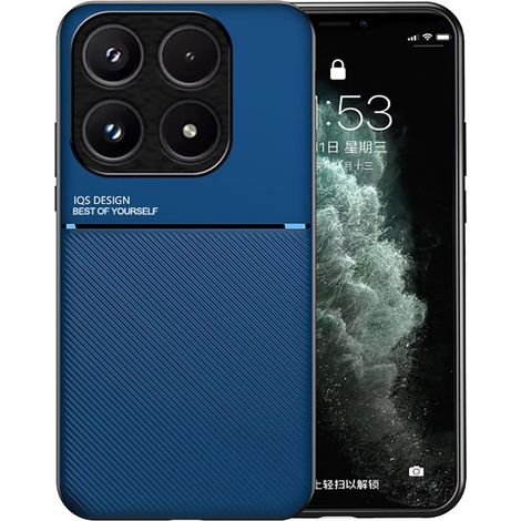 Coque pour Xiaomi 17 5G, Grâce Exquis Mode Texture Doux Étui, Premium Très Mince Antichoc Antidérapante TPU + PU Bumper Silicone Housse. Bleu (1/5)
