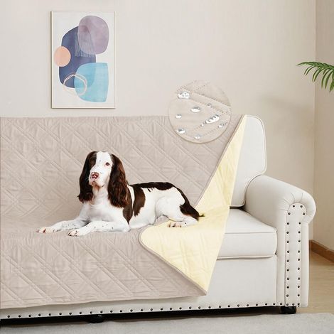 DUJUIKE 100% Housse imperméable canapé, Housse de canapé pour Chien,Housse Impermeable canape lit, avec Base antidérapante, Protection canapé Chien, Chat(Crème,173-208 cm) (1/5)