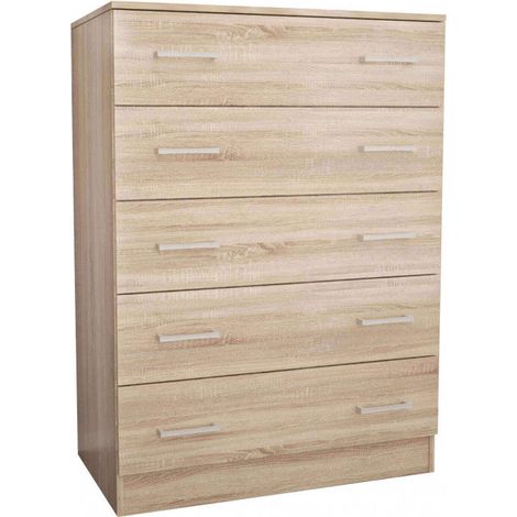 Cassettiera 80x45x110h cm da interno casa a 5 cassetti in legno nobilitato bilaminato Linea Classic -  BurlyWood (1/4)