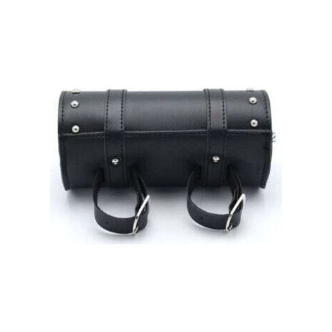 Motorrad-Satteltaschen, Werkzeugtasche aus Leder für Motorräder, Universal-Motorrad-Satteltaschen, Schwarzes Motorrad-Werkzeugset aus Leder, mit 2 Befestigungsgurten, Passend für die meisten Motorräde (1/5)
