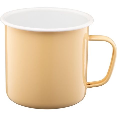 Tazza smaltata ROBERTO con manico 0,5 litri 500 ml 9 cm giallo paglierino pastello (1/3)
