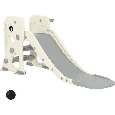 Toboggan pliable 3-en-1 avec structure d'escalade et panier de basket pour enfants 2-5 ans (1/5)