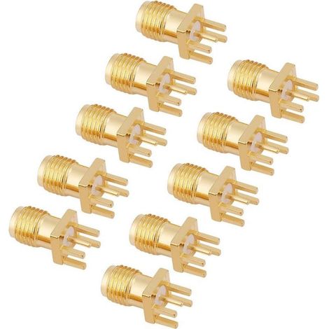 10 Connecteurs SMA Femelle PCB 50 Ohm pour Antenne WiFi Radio Répéteur Câble Coaxial Laiton (1/5)