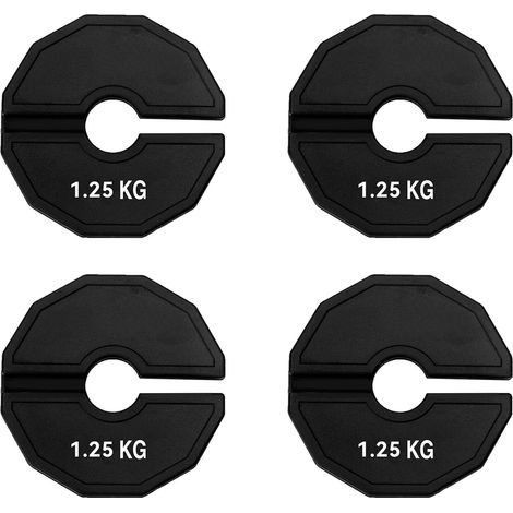 4X Gym Micro-Plates Haltère Poids Fractionné Plaques en Caoutchouc Poids Fractionné Plaques Add-on Change Noir 1,25 Kg (1/5)