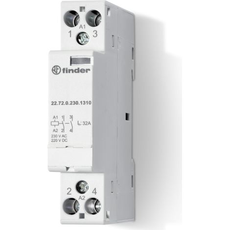 Contacteur 2NC 32A 24V AC DC AgNi indicateur mécanique FINDER 227200241410PAS