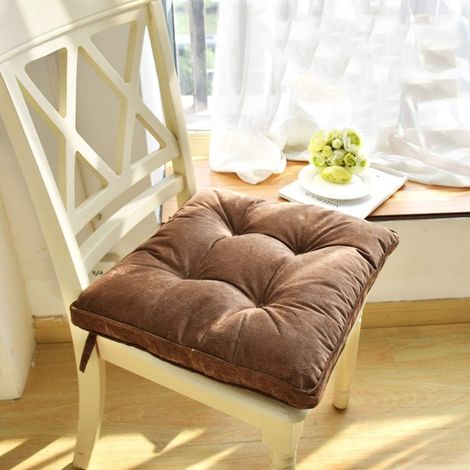 Coussin de chaise en velours côtelé d'extérieur épaissi, décoration intérieure, coussin de chaise de salle à manger d'intérieur, marron 1 pièce (1/2)