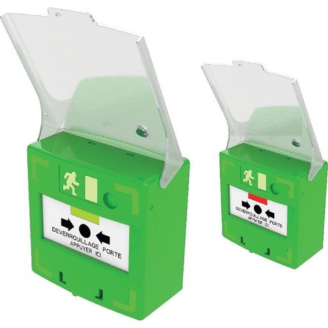 Déclencheur manuel vert 3 contacts indépendants – Pouvoir de coupure 230 V AC/5 A – Pose en applique ou semi-encastré – Izyx
