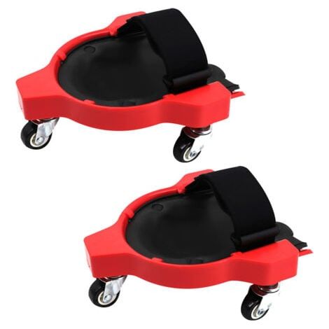 Lot de 2 genouillères flexibles avec roulettes pour jardin, chantier de construction,rouge (1/4)