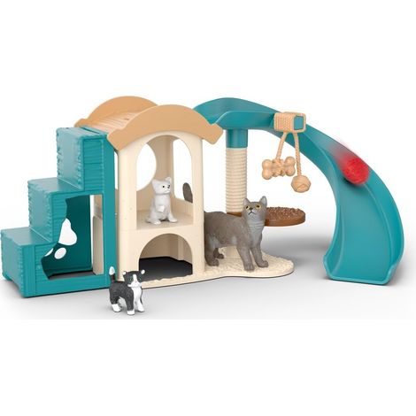 Schleich FARM WORLD Divertimento per gatti 42764 Playset con casetta, 3 gatti, tiragraffi & accessori Giocattolo da fattoria realistico Idea regalo per bambini dai 3 anni 12 pezzi (1/5)