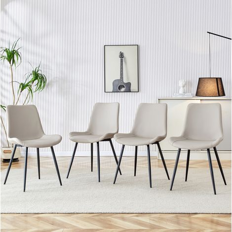 4er-Set Esszimmerstühle aus Kunstleder, schwarzes Metallgestell, Grau HAVRYA (1/5)