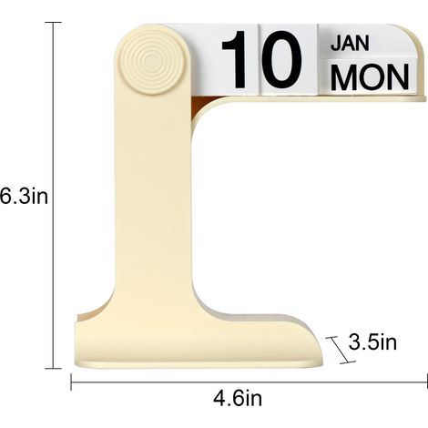 Calendrier de bureau à pages tournantes. Ce calendrier permet d'afficher le mois, la semaine et le jour. Idéal pour décorer votre bureau (beige).