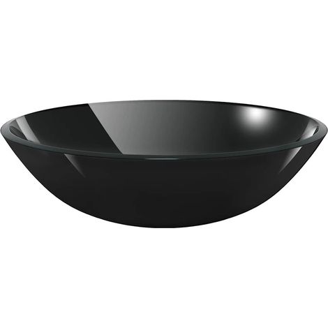 Maison Exclusive - Umyvadlo z tvrzeného skla 42 cm černé (1/4)
