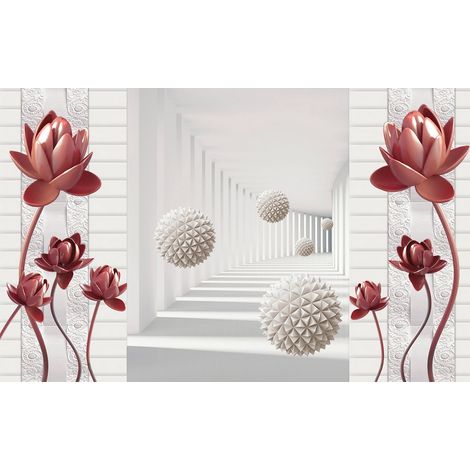 Papier peint panoramique - Fleurs Design 3D - 130 cm x 81 cm (1/2)