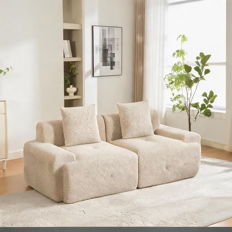 Canapé modulaire en tissu beige chenille avec mousse à mémoire (1/5)