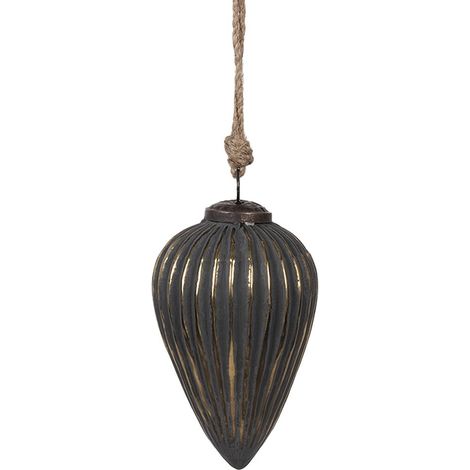 Boule de Noël Unique en Verre Noir Décoration Suspendue pour Sapin de Noël 10 x 13 cm - PANGIVO