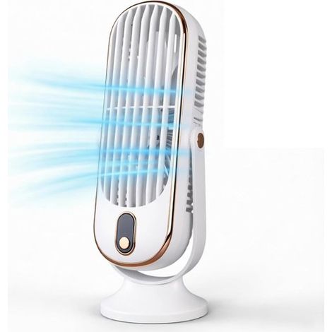 Ventilatore da tavolo a torre, bianco, 5 velocità del vento, ultra silenzioso (22 dB), alimentazione USB, pale rimovibili, portatile, adatto per uffici, camere da letto e spazi esterni. (1/5)