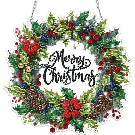 Weihnachtskranz Diamond Painting Set mit Anhänger für Fenster & Tür
