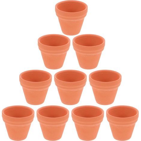 Pots en terre cuite, lot de 10 mini pots de 3,5 cm pour petites plantes succulentes en pépinière (1/5)