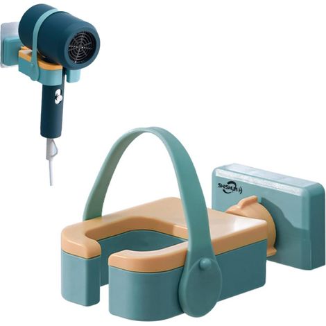 Support de sèche-cheveux en plastique, accessoires de rangement pour sèche-cheveux de salle de bain, sans perçage, pour ranger votre sèche-cheveux (1/5)