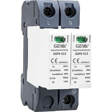 Parasurtenseur SPD Parafoudre de Maison de Type Rail Din 12.5KA T1+T2 Classe 50KA(2P,AC275V) (1/5)